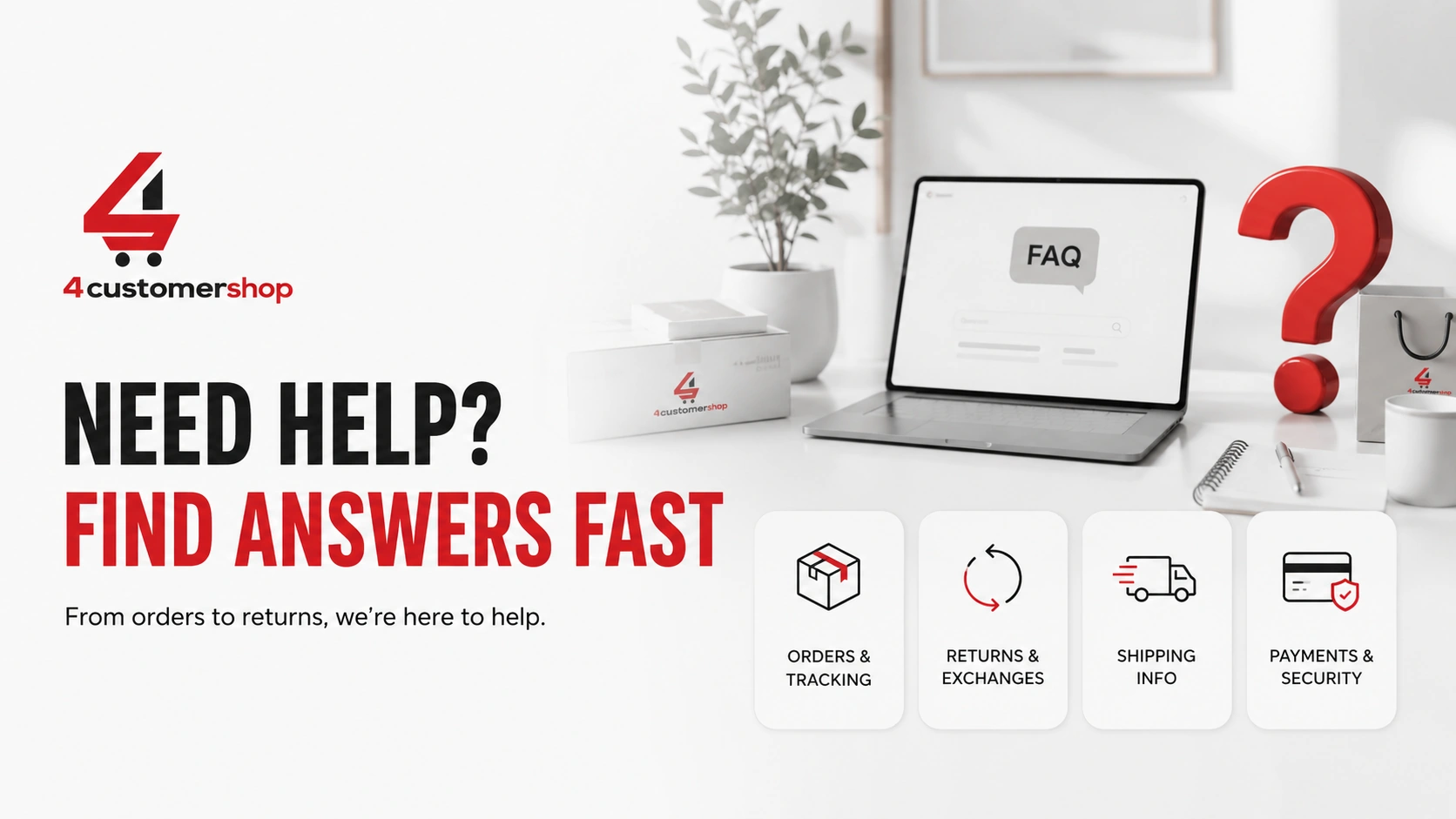 4customershop customer support and FAQ page resources