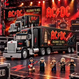 AC/DC Highway to Hell anniversary model truck set with minifigures on stage