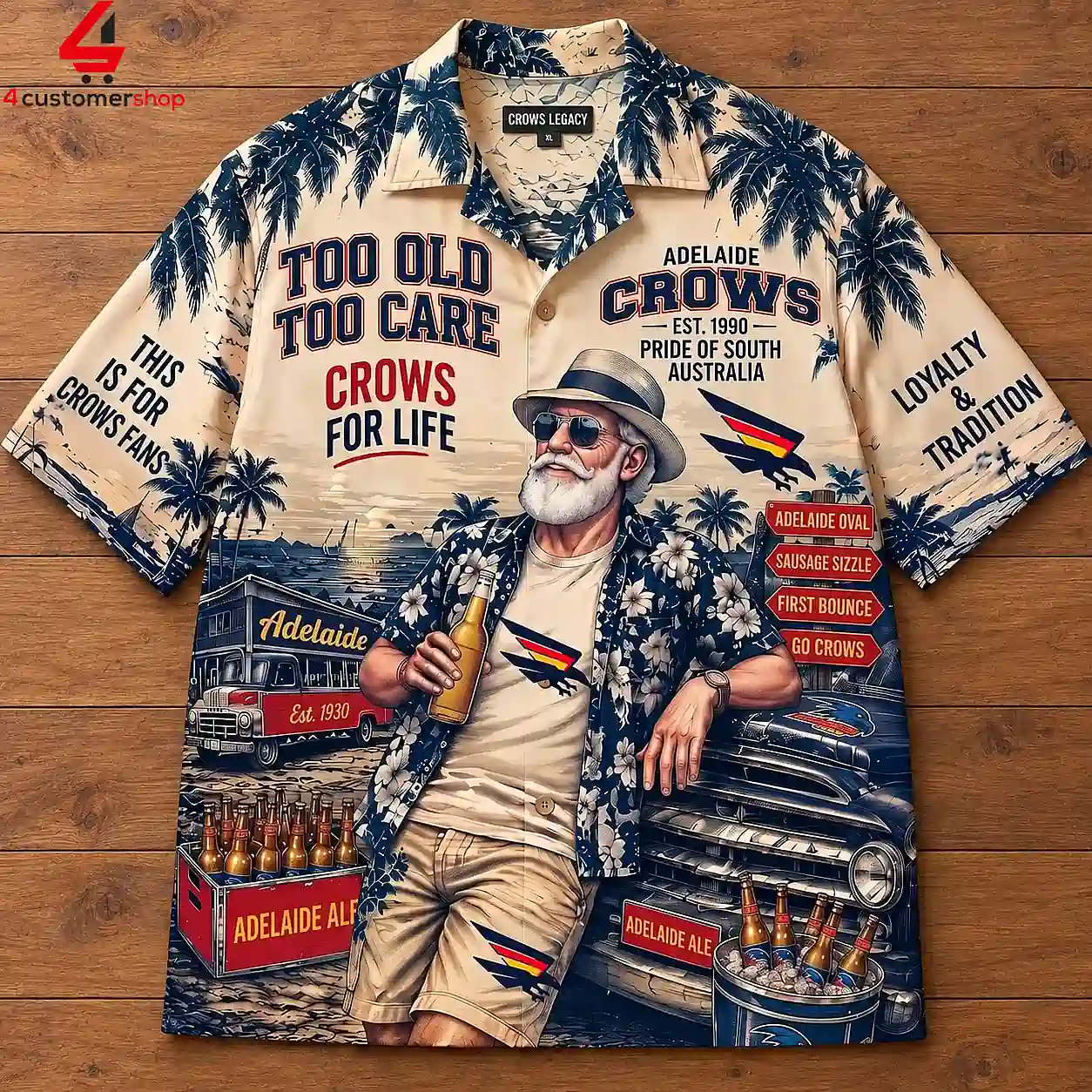 Adelaide Crows Vintage Footy Beach Shirt