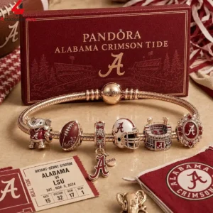 Pandora Alabama Crimson Tide charm bracelet and custom packaging box