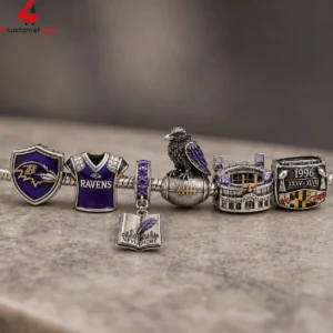 Baltimore Ravens Never More Pandora Charm Bracelet Set 1 OrCov