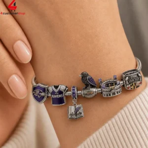 Baltimore Ravens Never More Pandora Charm Bracelet Set 2 sII5b