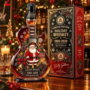 Billy Gibbons Zz Top Reserve 57th Anniversary Santa Claus Christmas Guitar Shaped Whiskey Bottle 1 yzs2d