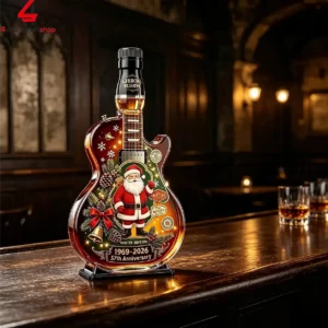 Billy Gibbons Zz Top Reserve 57th Anniversary Santa Claus Winter Edition Guitar Shaped Whiskey Bottle 1 EfFN6