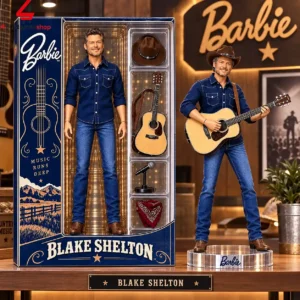 Blake Shelton Barbie collector doll in denim outfit with guitar accessory