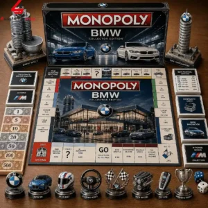 BMW Monopoly collector edition board game set with branded tokens and cars.