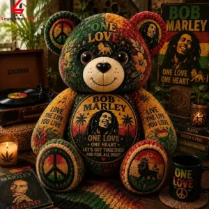 Bob Marley One Love One Heart Custom Teddy Bear Plush Toy 3 NmEZW