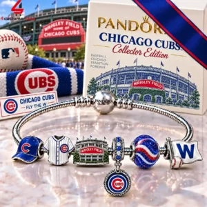 Pandora Chicago Cubs MLB charm bracelet featuring team-themed beads and charms.