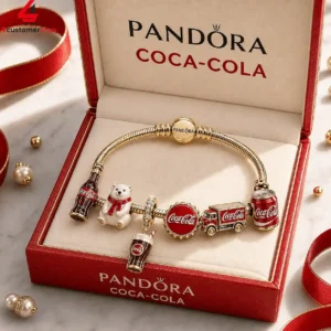Pandora Coca-Cola charm bracelet in a red branded gift box