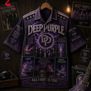 Deep Purple The Unholy Trinity Smoke On The Water Hawaiian Shirt 3 5HHc1
