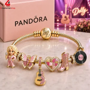 Dolly Parton themed gold charm bracelet by Pandora