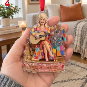 Dolly Parton acrylic hanging ornament featuring Coat of Many Colors motif