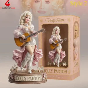 Dolly Parton collectible statue with guitar and pink outfit