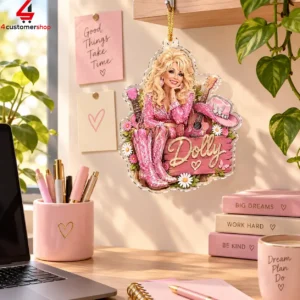 Dolly Parton Pink Guitar Boot Acrylic Ornament 1 EVEDt