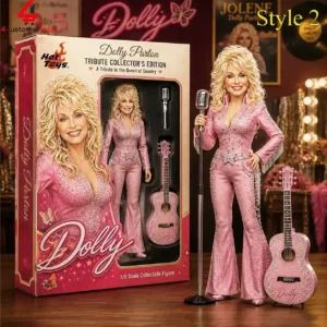 Hot Toys Dolly Parton tribute collector edition 1/6 scale figure with acoustic guitar and microphone accessories.