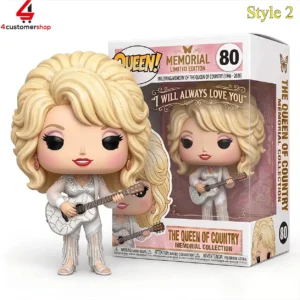 Dolly Parton collectible figure in white outfit playing a guitar