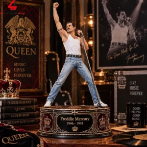 Highly detailed Freddie Mercury collector figure on stage base