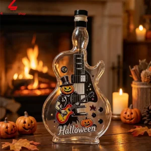Halloween Punk Rock Pumpkin Guitarist Whiskey Bottle 1 lSmt5