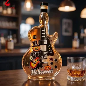 Halloween Punk Rock Pumpkin Guitarist Whiskey Bottle 2 yKEPT