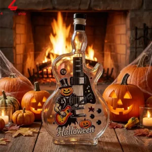 Halloween Punk Rock Pumpkin Guitarist Whiskey Bottle 3 T1nJ8