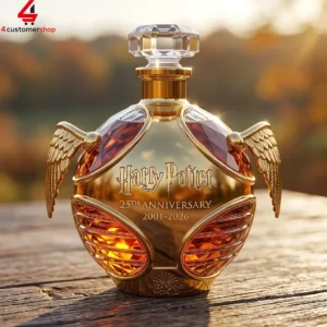 Harry Potter 25th anniversary golden snitch-themed whiskey decanter