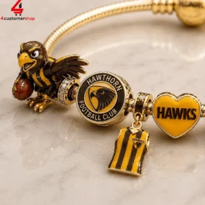 Hawthorn Football Club AFL charm bracelet featuring team mascot and logo charms.