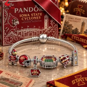 Pandora Iowa State University charm bracelet with collector's box