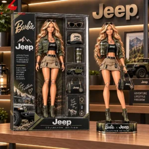 Barbie Jeep collector edition doll set with accessories and display packaging