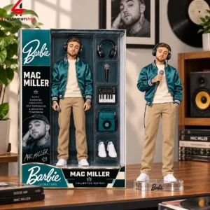 Mac Miller collectible doll in signature Barbie packaging with accessories.