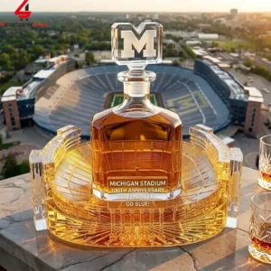 University of Michigan Stadium 100th anniversary glass decanter