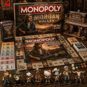 Morgan Wallen themed Monopoly property trading board game set.