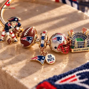 New England Patriots Go Pats Pandora Charm Bracelet Set 1 jE46R