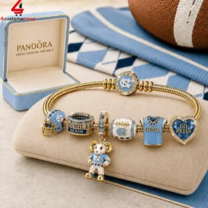 Pandora North Carolina Tar Heels charm bracelet in a presentation box