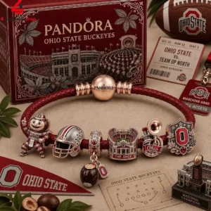 Pandora Ohio State Buckeyes charm bracelet with team-themed charms