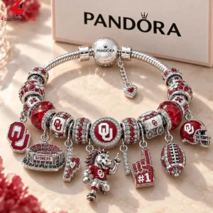 Oklahoma Sooners themed Pandora charm bracelet with university symbols