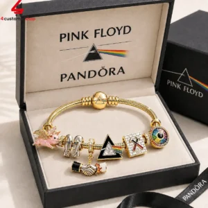 Pink Floyd Pandora gold charm bracelet in presentation box
