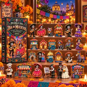 Day of the Dead 2026 advent calendar set featuring miniature figurines and decorative village pieces.