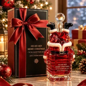 Santa Claus themed red crystal perfume bottle with matching gift box