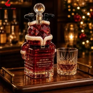 Santa Chimney Merry Christmas Tis The Season To Be Jolly Whiskey Decanter 3 XiHNl