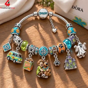 Scooby-Doo themed charm bracelet with iconic character and mystery-themed pendants