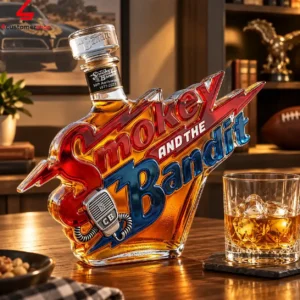 Smokey and the Bandit themed whiskey decanter bottle with a CB radio microphone design.