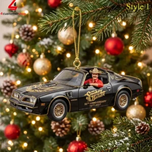 Smokey and the Bandit 50th Anniversary Pontiac Trans Am Christmas tree ornament.