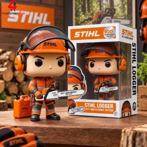 Stihl Logger 100th Anniversary Edition collectible figure with chainsaw and safety gear.