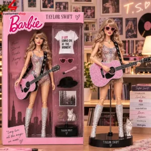 Taylor Swift inspired doll featuring accessories and themed packaging