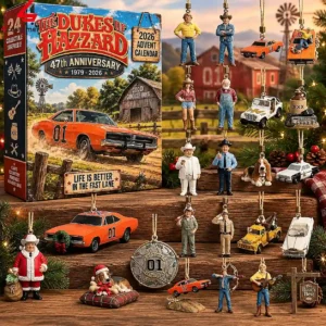 The Dukes of Hazzard 2026 advent calendar with collectible character and car ornaments