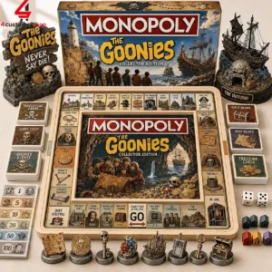 The Goonies Collector Edition Monopoly board game with themed game pieces and cards.
