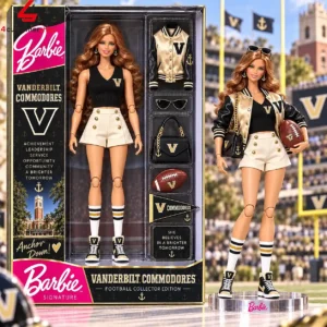 Vanderbilt Commodores University Football Fan Barbie Doll Figure 1 3XJ9Z