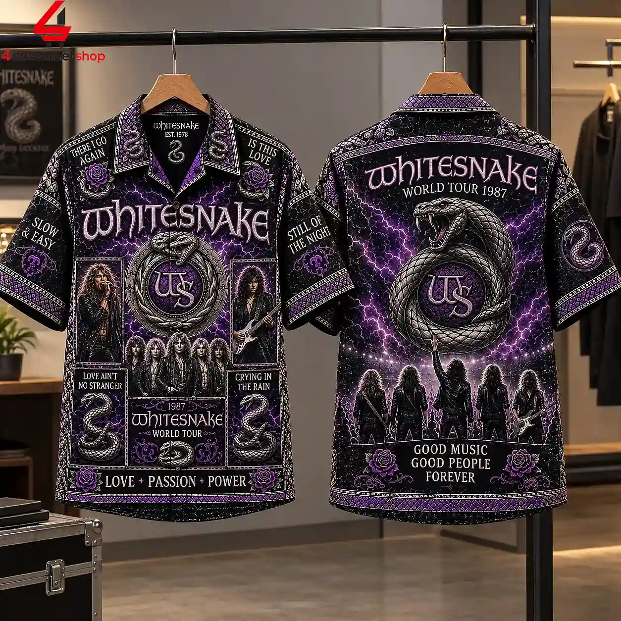 Whitesnake Here I Go Again Hawaiian Shirt