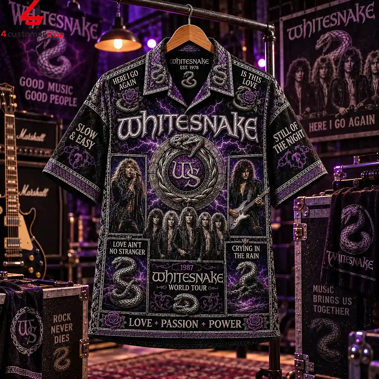 Whitesnake Here I Go Again Hawaiian Shirt
