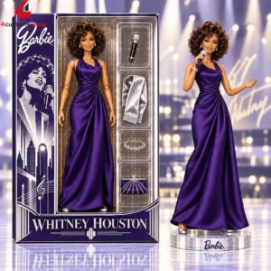 Whitney Houston Purple Dress Barbie Figure Doll Set 1 xZ2BM